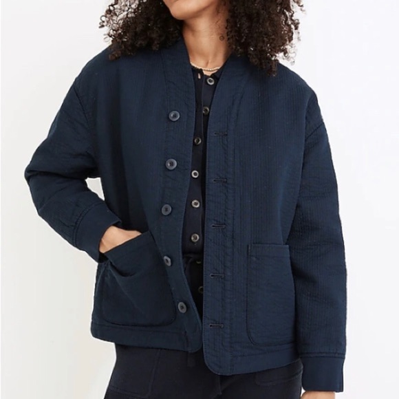 Madewell Blue Stitched-Texture Jacket NWT Womens Small - Picture 1 of 12